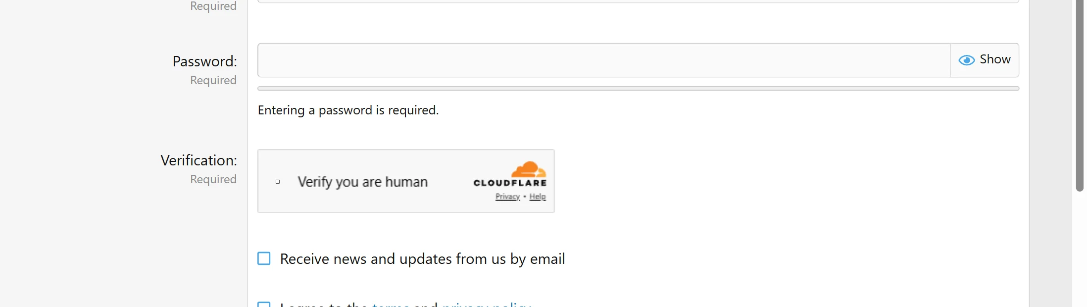 Cloudflare Turnstile in the registration form of a XenForo community